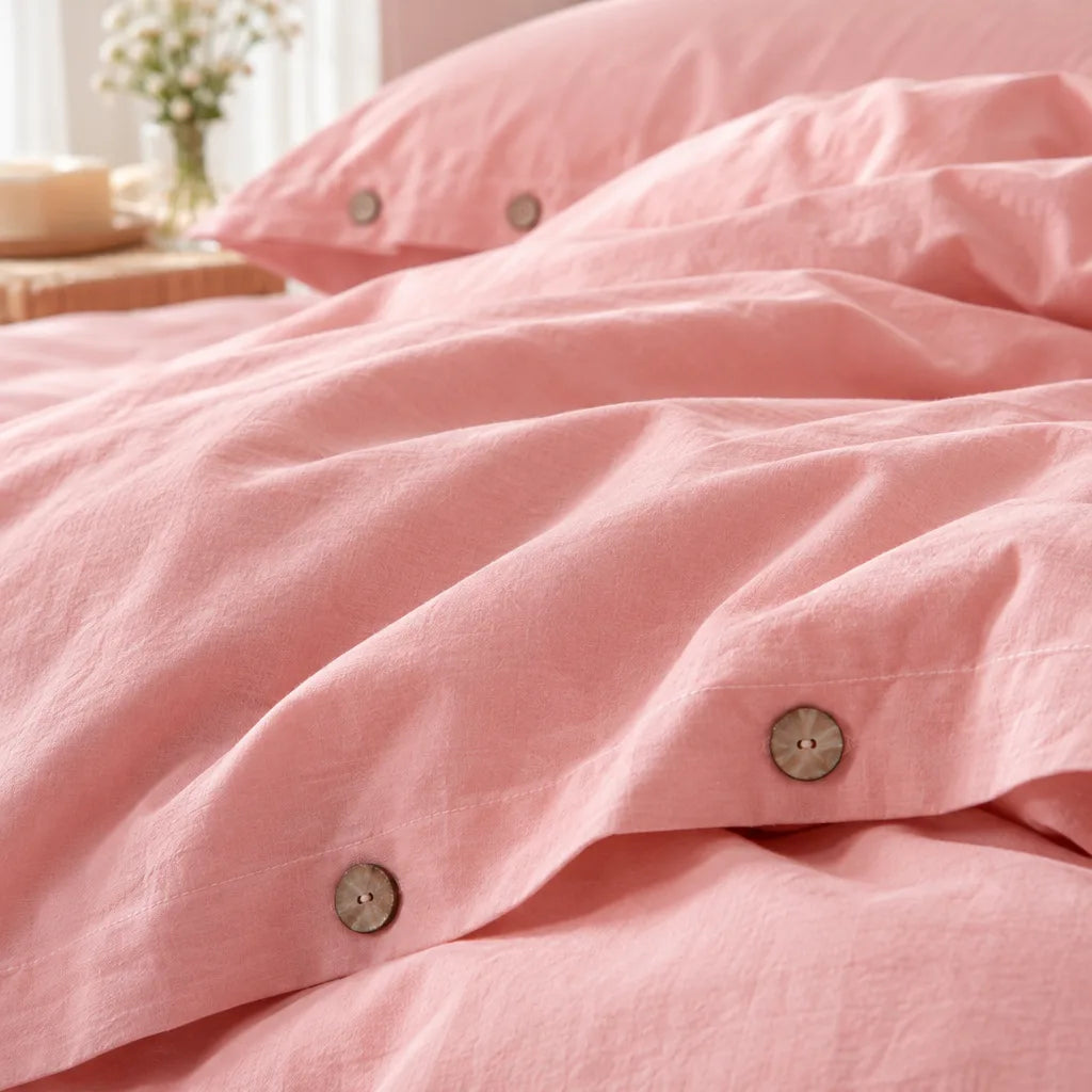 Ensemble literie coton rose