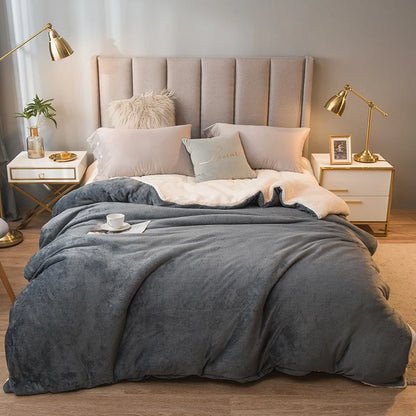 Couverture en laine pour garder au chaud l'hiver, couverture de lit Double face, housse de couette Queen, Camping, couvre-lit Double, couvre-lit sur le lit