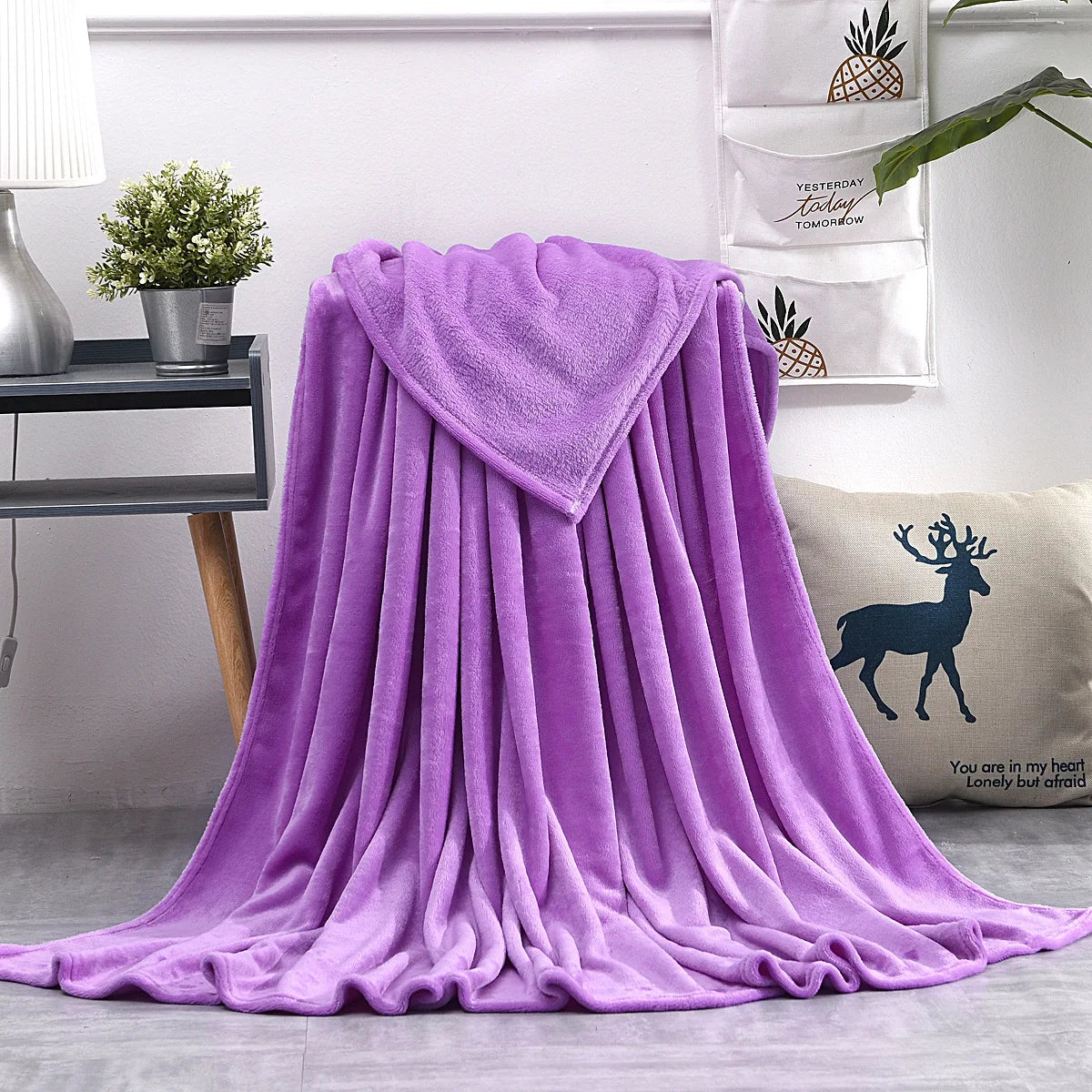 Couverture polaire corail grise