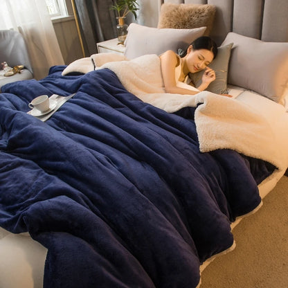 Couverture en laine pour garder au chaud l'hiver, couverture de lit Double face, housse de couette Queen, Camping, couvre-lit Double, couvre-lit sur le lit