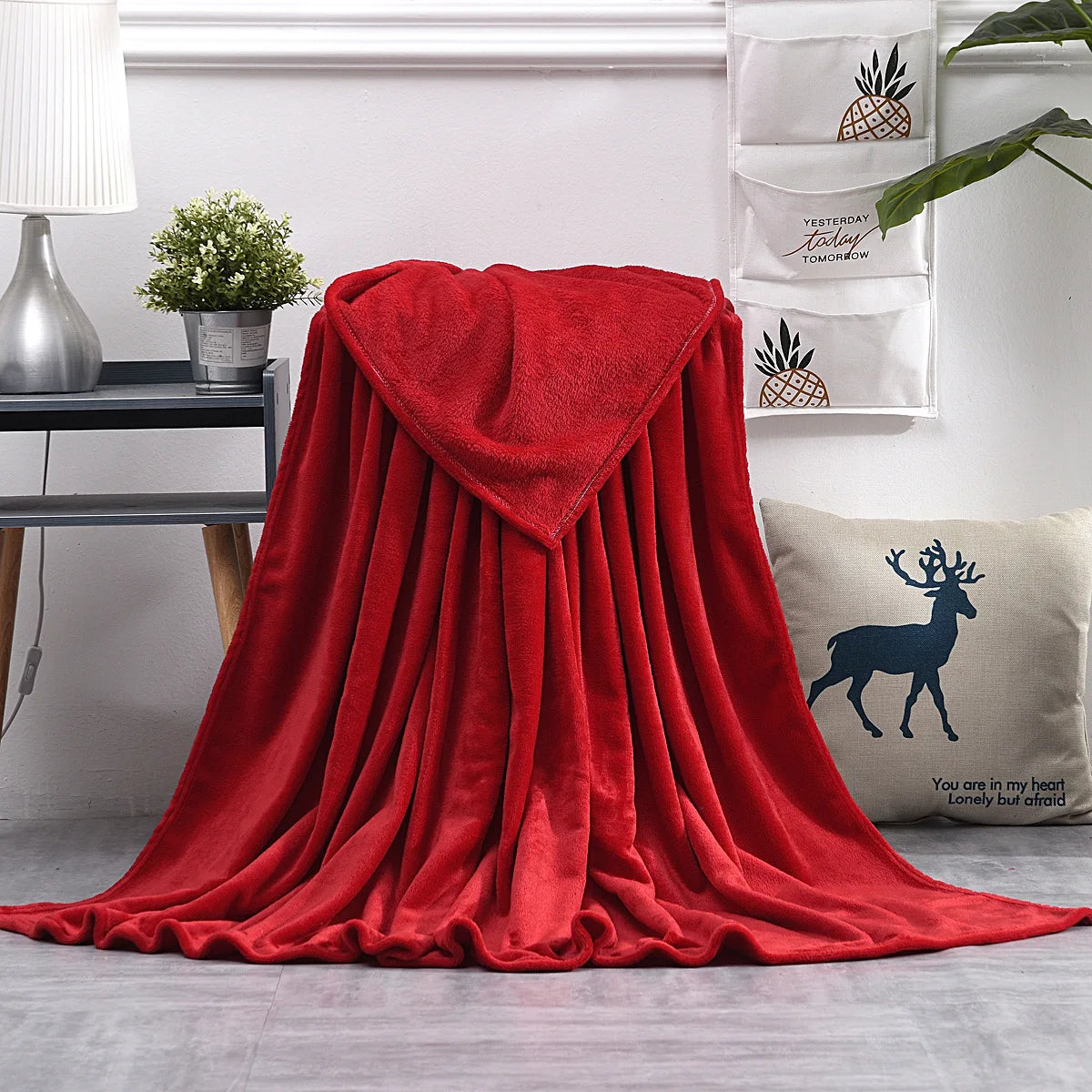 Couverture polaire corail grise