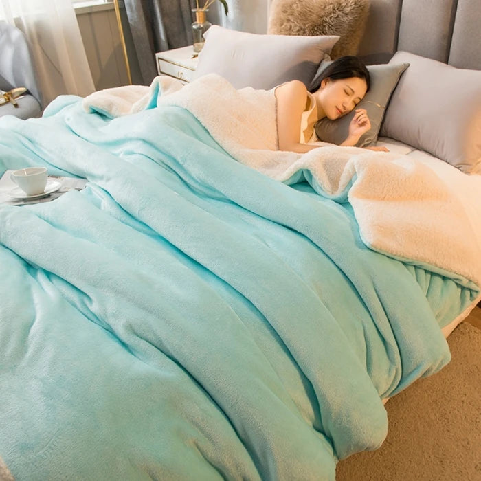 Couverture en laine pour garder au chaud l'hiver, couverture de lit Double face, housse de couette Queen, Camping, couvre-lit Double, couvre-lit sur le lit
