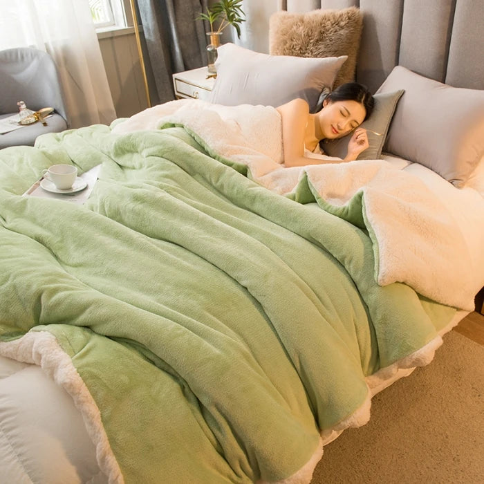 Couverture en laine pour garder au chaud l'hiver, couverture de lit Double face, housse de couette Queen, Camping, couvre-lit Double, couvre-lit sur le lit