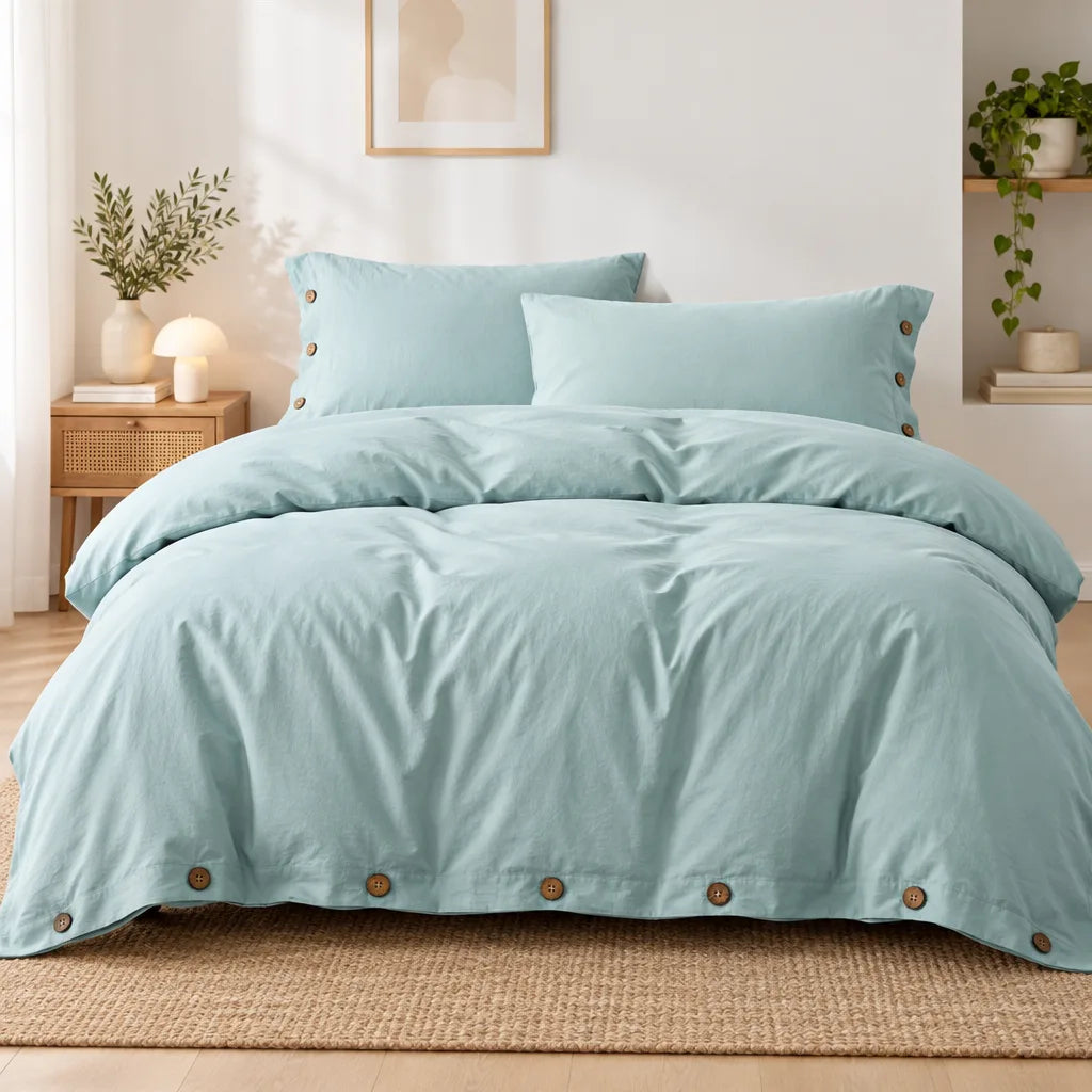 Ensemble literie coton bleu