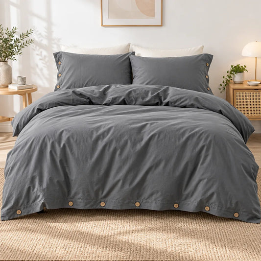 Ensemble literie coton gris