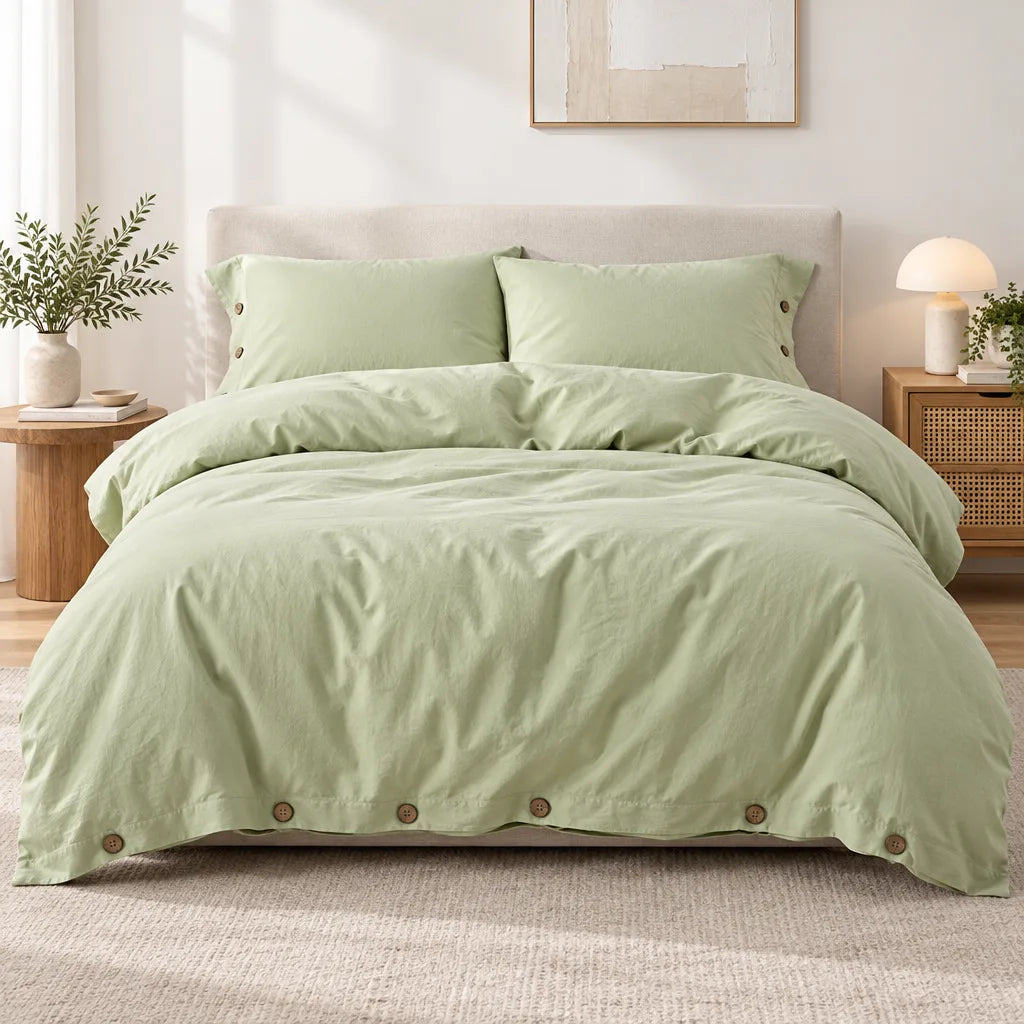 Ensemble literie coton vert