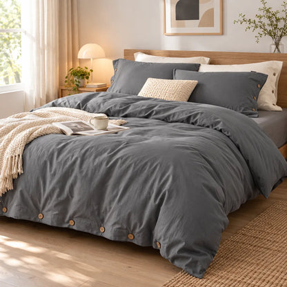 Ensemble literie coton gris