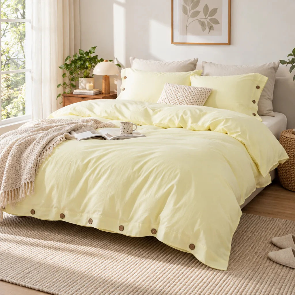 Ensemble literie coton jaune
