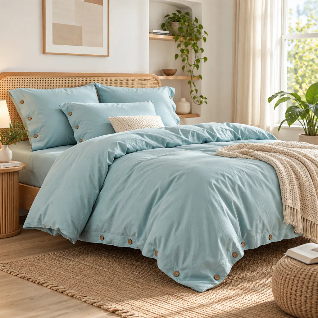 Ensemble literie coton bleu