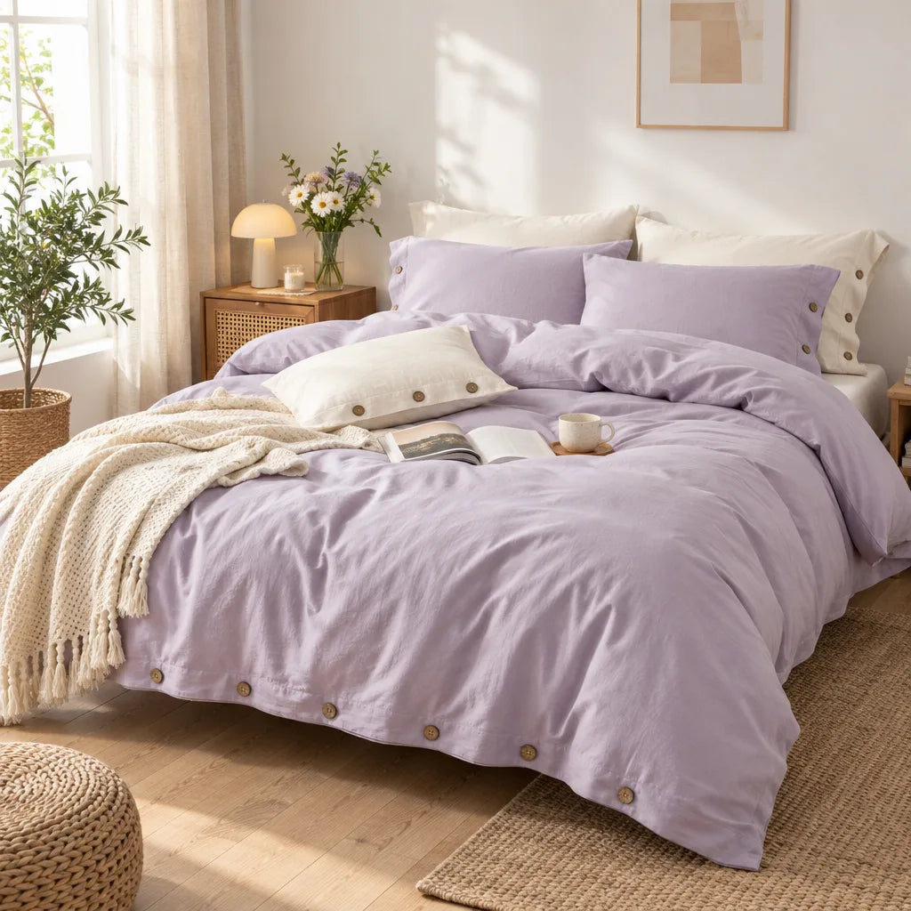 Ensemble literie coton violet