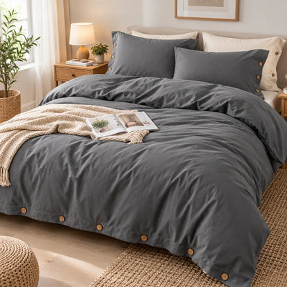 Ensemble literie coton gris