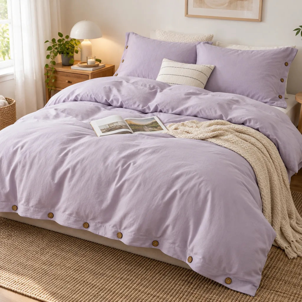 Ensemble literie coton violet
