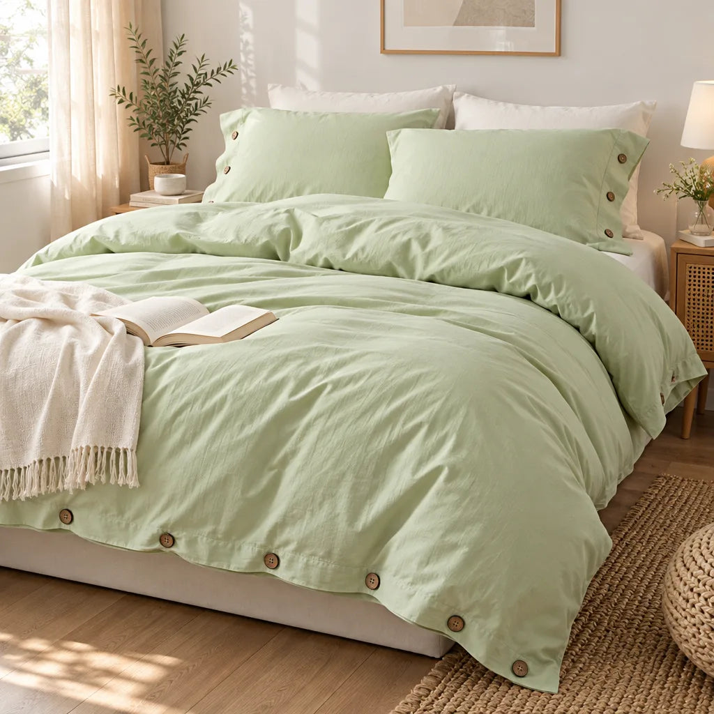 Ensemble literie coton vert