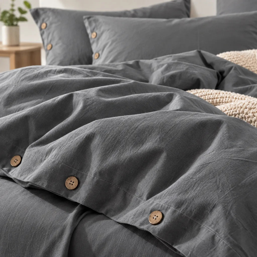Ensemble literie coton gris