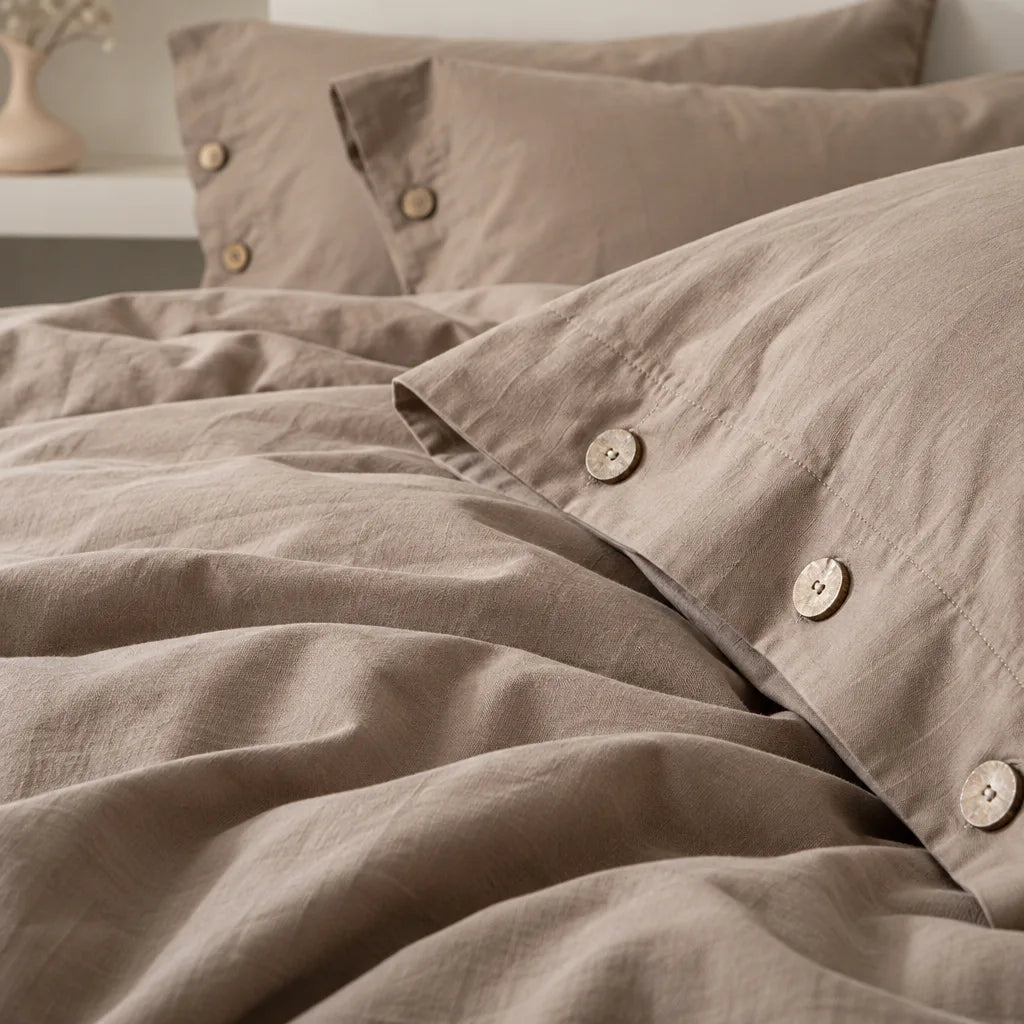 Ensemble literie coton kaki
